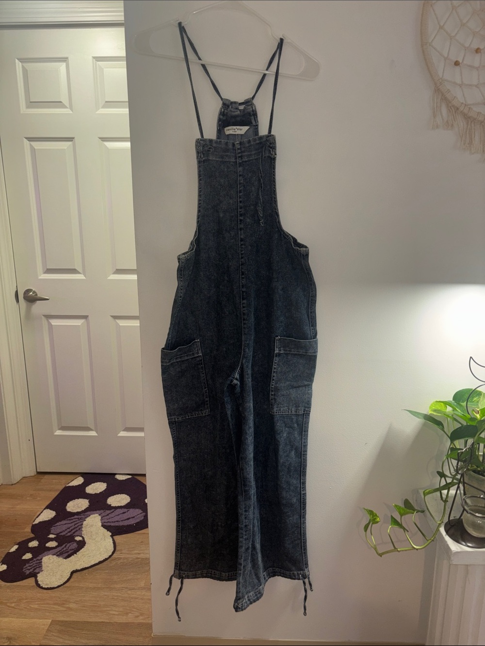 Vanilla Star Black Washed Denim Overalls Bib